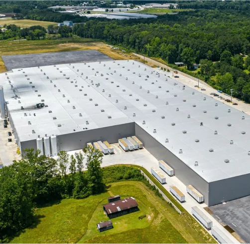 Aerial view of the EF Commercial Tile plant