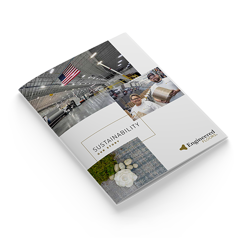 document mockup of Engineered Floors' 2025 Sustainability Report